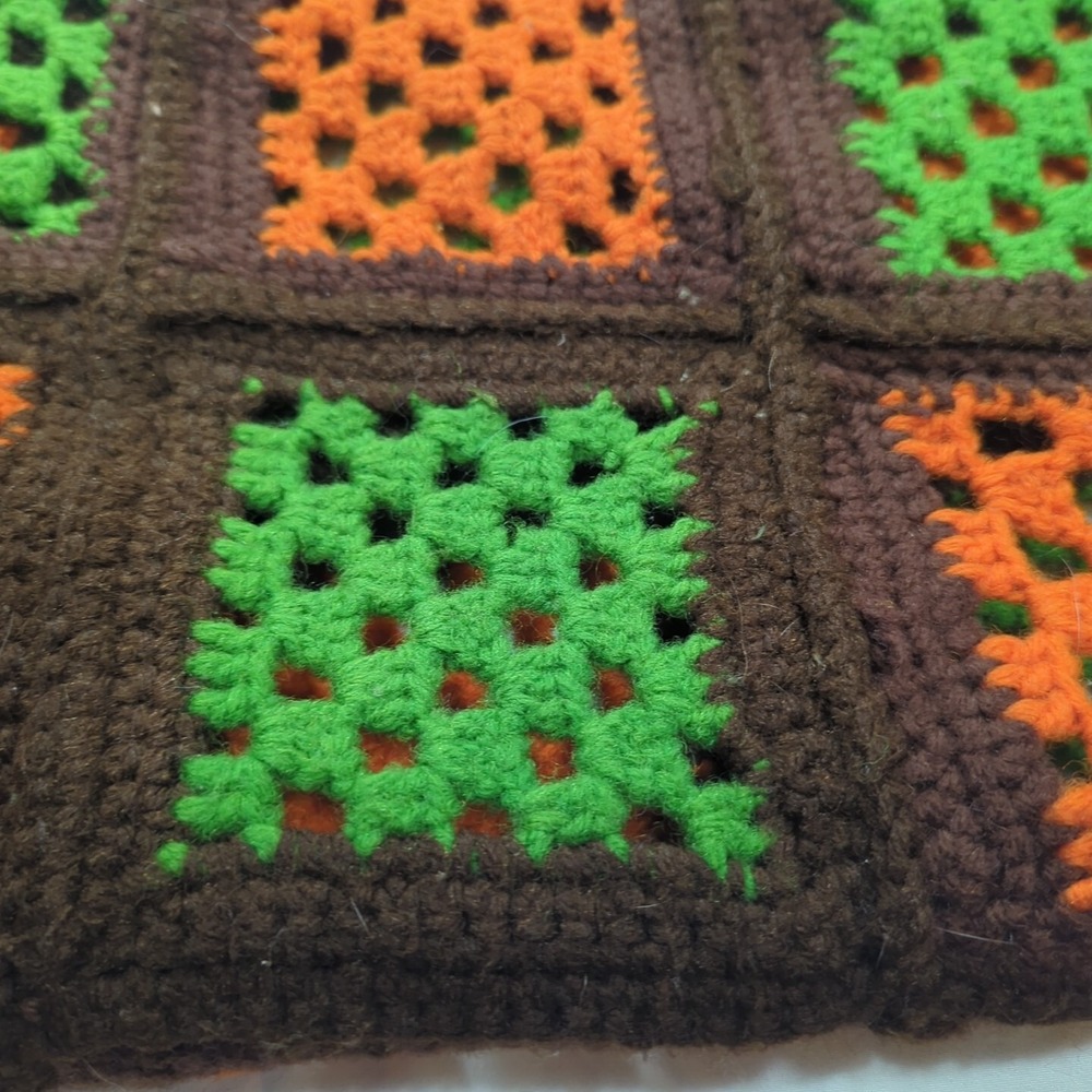 Vintage Handmade Crochet Brown GRANNY SQUARES Afghan Coverlet Throw Blanket‎ - Picture 2 of 6